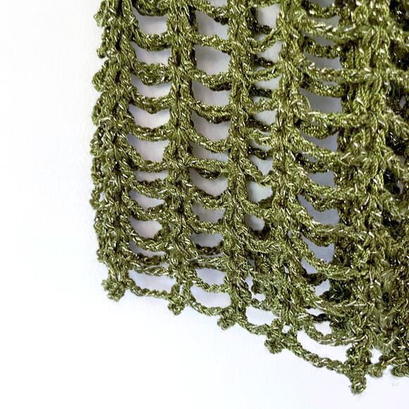 Vintage Green Open Weave Crochet Top M Handmade Boho Fairy Whimsigoth Goblin - Picture 3 of 7